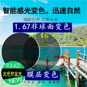 防蓝光高度近视炫彩变色镜片