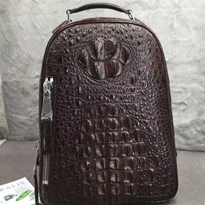 真鳄鱼皮男包大容量双肩旅行包欧美时尚休闲百搭男女通用真皮背包
