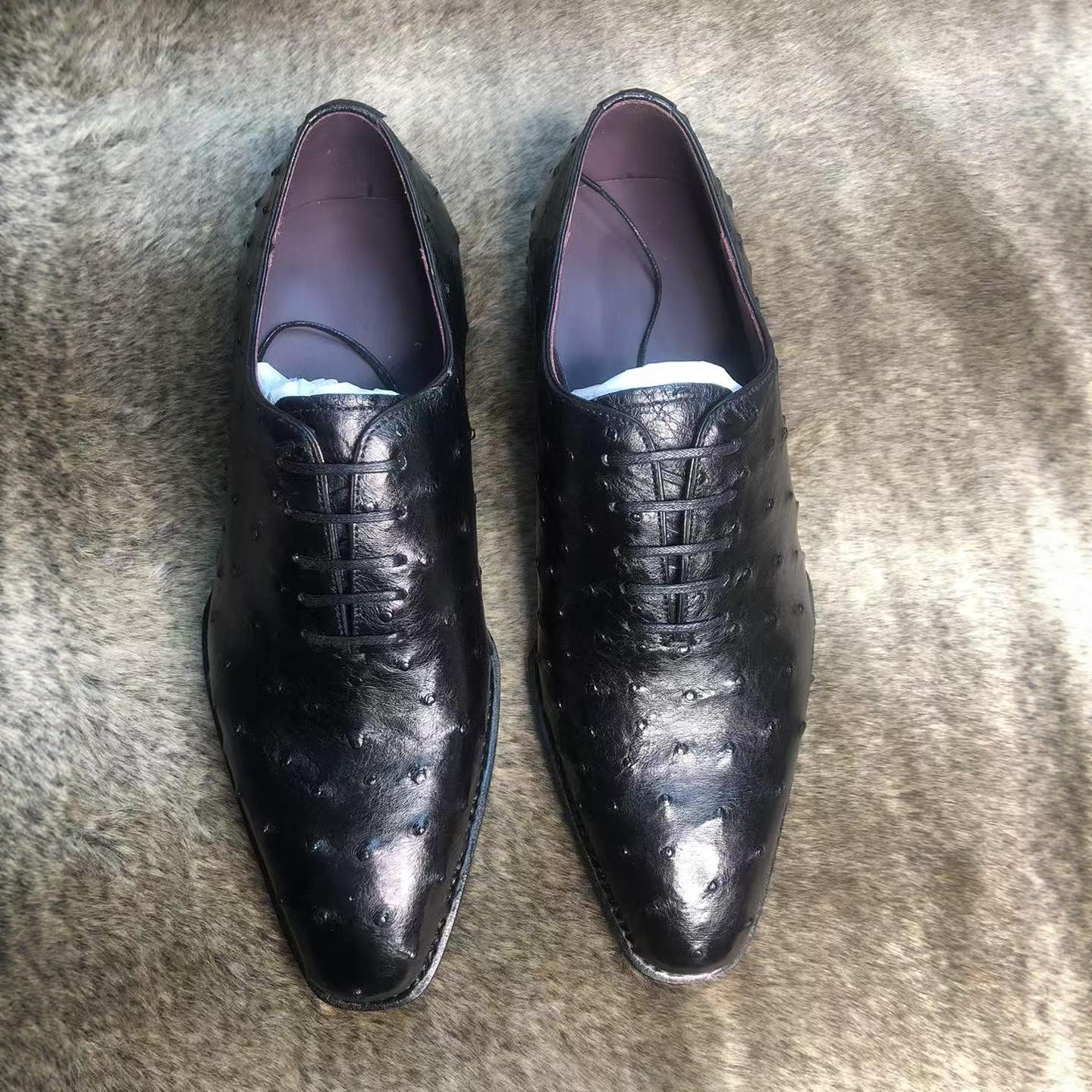 男士正装皮鞋牛津鞋鸵鸟皮男鞋子