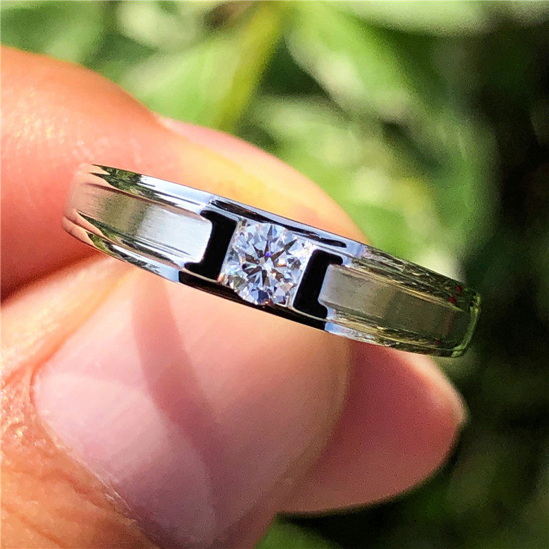白18K金男钻戒钻石男戒指环结婚订婚求婚情侣对戒正品