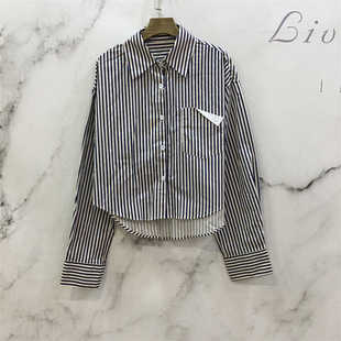 港味复古时尚 欧货条纹长袖 新款 女2024春装 休闲衬衣显瘦上衣潮 衬衫