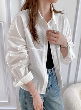 IPT法式温柔风纯棉衬衫女长袖 2026春季新款宽松简约百搭休闲上衣