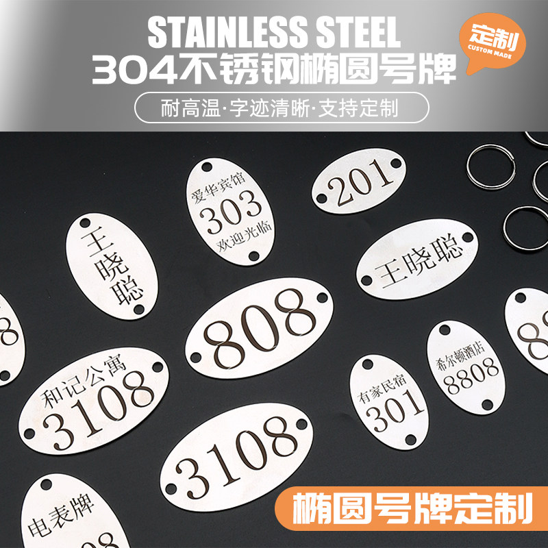 不锈钢双孔金属民宿酒店房间号数桑拿手牌