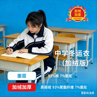 高级加绒版长袖中学冬运服柔软舒适加厚保暖深圳校服