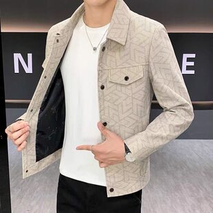 潮流痞帅高级外套时尚 男士 夹克青年韩版 翻领帅气春季 百搭上衣 修身