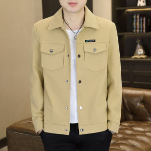 高级潮流休闲外套百搭春秋男装 帅气青年修身 男士 夹克春季 翻领工装