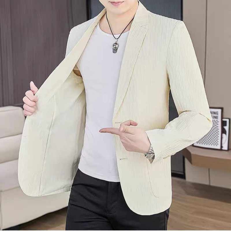夏季薄款防晒服青年冰丝休闲韩版潮流长袖西服男士修身显瘦外套潮
