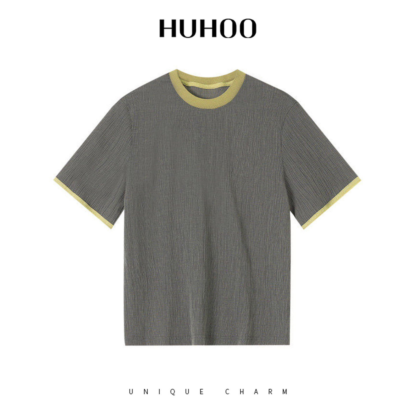 定制女装 撞色竖纹混纺短袖莱赛尔桑蚕丝复古极简百搭T恤0370