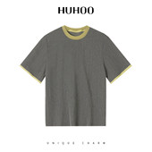 定制女装 莱赛尔桑蚕丝复古极简百搭T恤0370 撞色竖纹混纺短袖