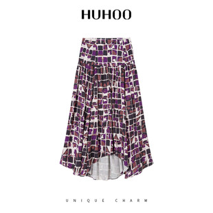 定制女装 休闲百搭紫格半身裙0329 时尚