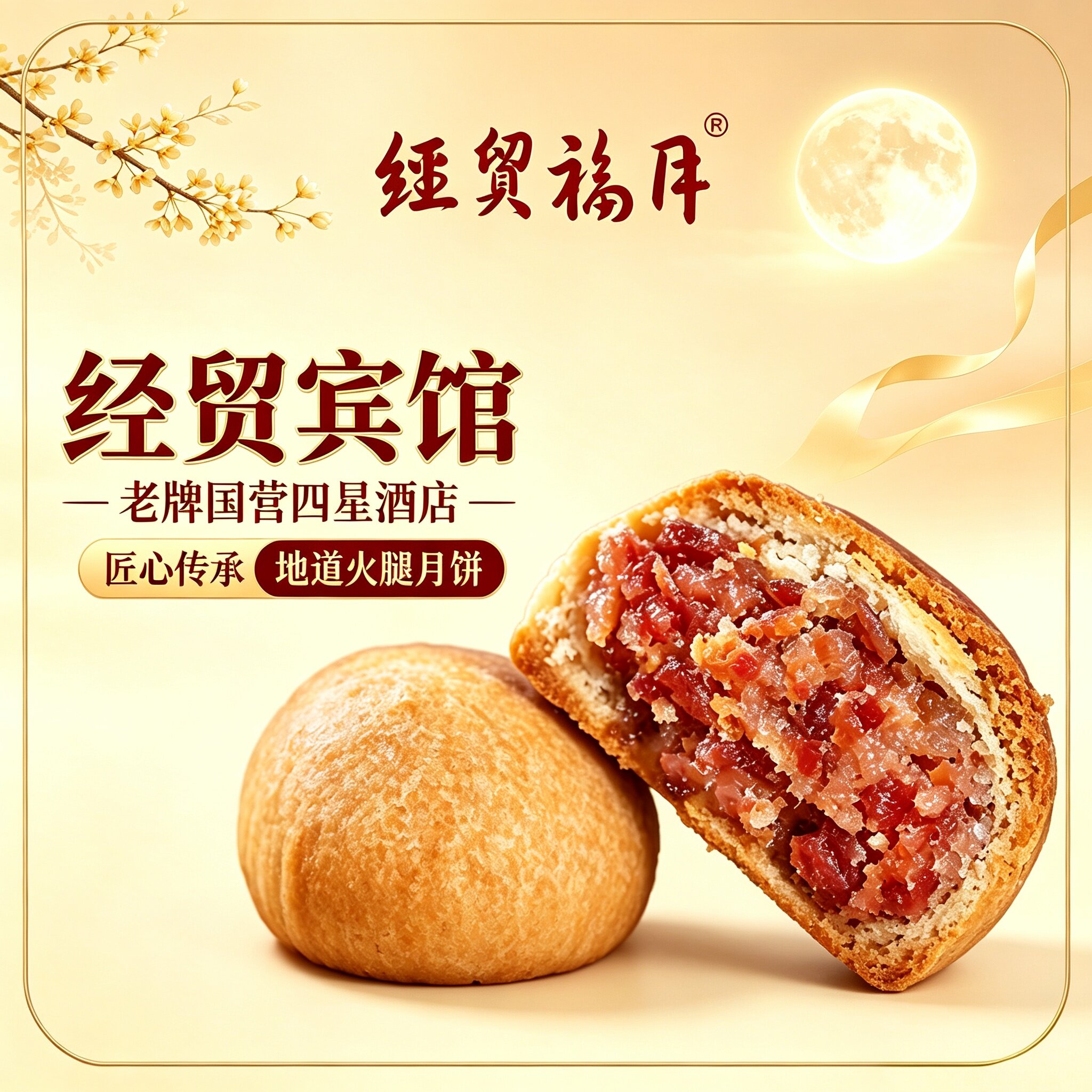 【经贸宾馆】云腿月饼30g 云南宣威火腿月饼酥皮小饼散装中秋送礼