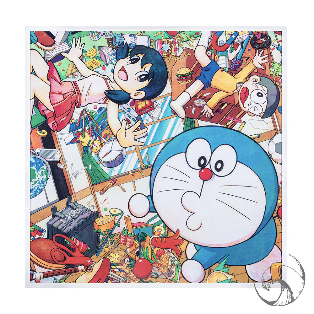村上隆哆啦a梦展会 太阳花机器猫联名 画布 装饰画 布画 版画挂画