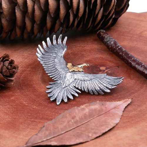 horizonblue金头银尾斜鹰吊坠