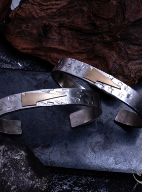 高山隆闪电平打手镯窄版 点金刻印stoplight手环