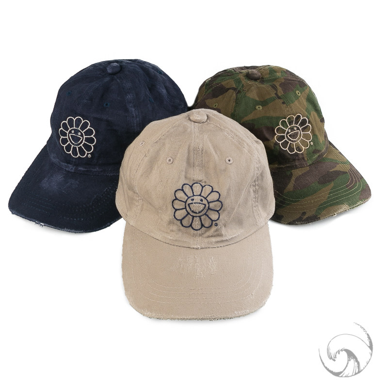 【国内现货】村上隆太阳花帽子 做旧破坏男女情侣鸭舌帽弯檐帽