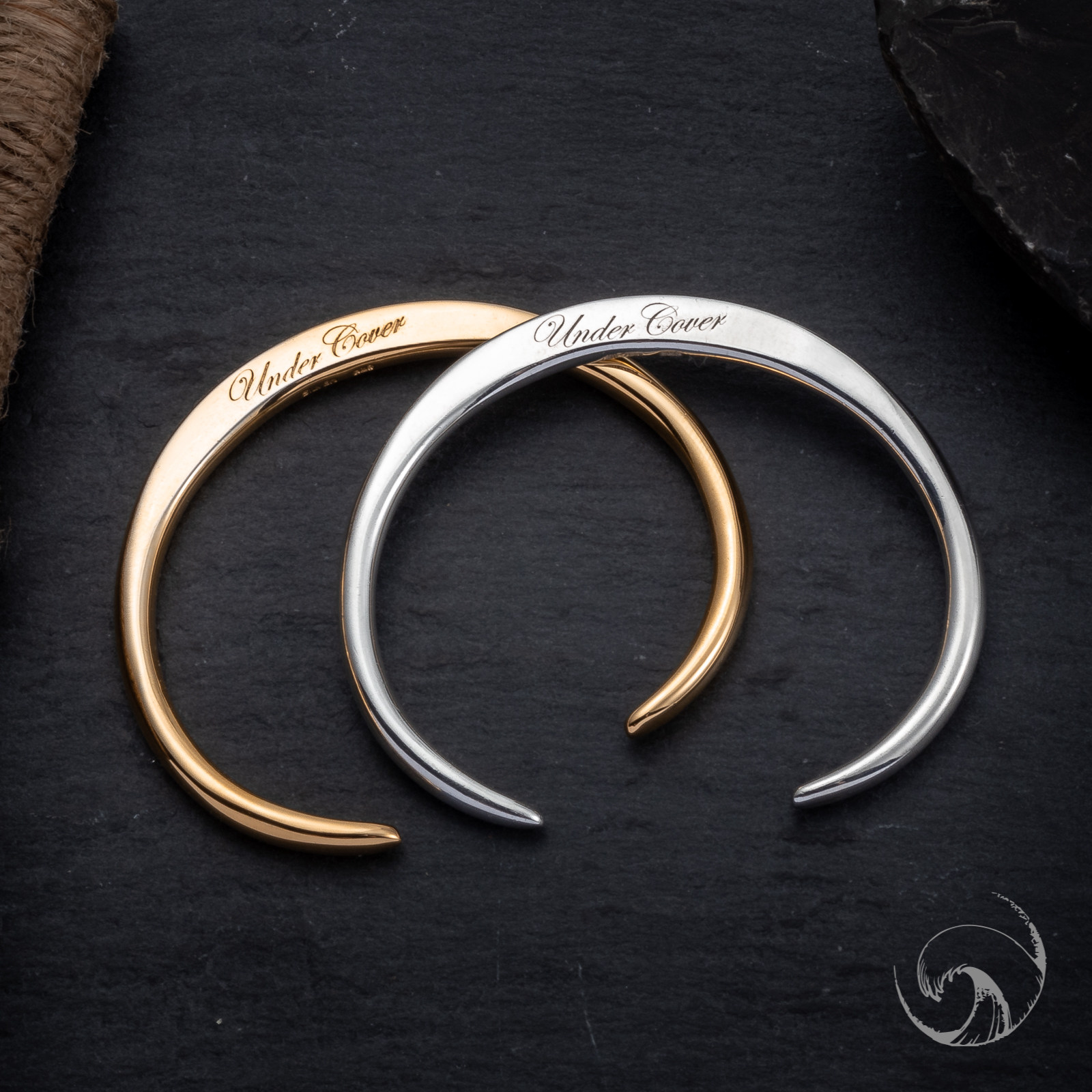 undercover细款银手镯 高桥盾字母logo腕饰uc手环