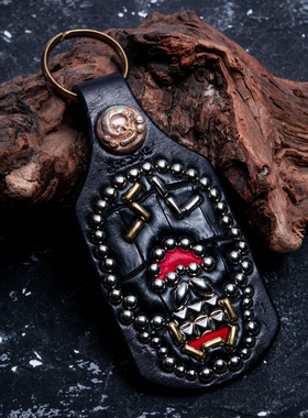 高山隆骷髅皮牌钥匙牌钥匙扣吊坠 stoplight挂饰美式机车项链