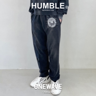【国内现货】HUMBLE 富有卫裤 潮男松紧腰个性潮流运动裤束脚裤
