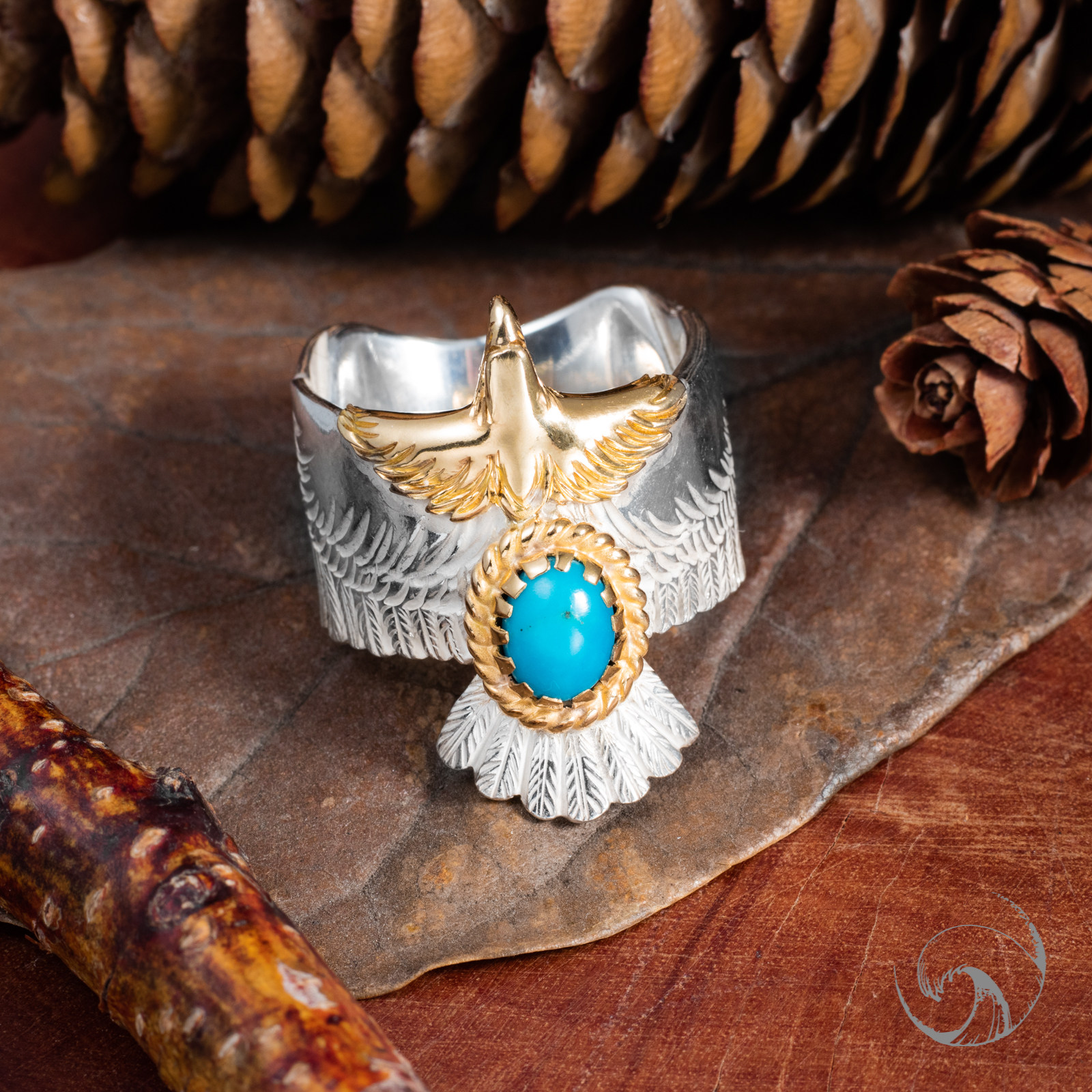 ken kikuchi菊地健金绳松石鹰戒 菊地建戒指尾戒指环