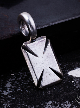 高山隆全银窄版十字吊坠 stoplight项链挂饰美式机车