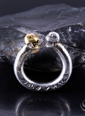 高山隆 阴阳双骷髅戒指 stoplight指环尾戒