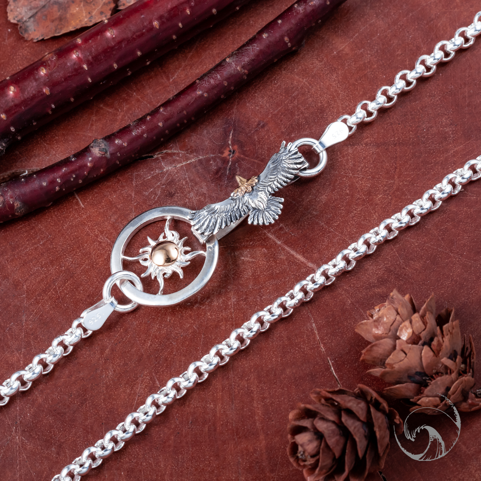 【现货在途】horizon blue太阳轮鹰钩角链全新 hb钩轮项链银饰