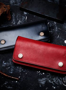 【国内现货】高山隆牛皮长财 骷髅扣长财钱包 男士包 stoplight