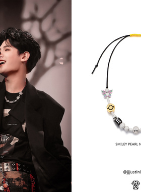 【官方正品】EVAE+镶钻限量骰子笑脸银项链 王琳凯黄明昊同款嘻哈