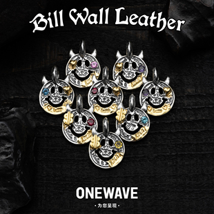 BillWallLeather18k金爱心配件鎏金LUCKY双角涂鸦笑脸吊坠BWL项链