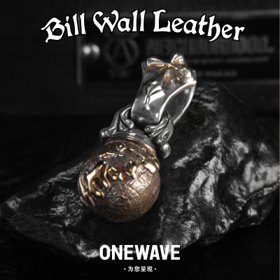 BillWallLeather骷髅环银球吊坠