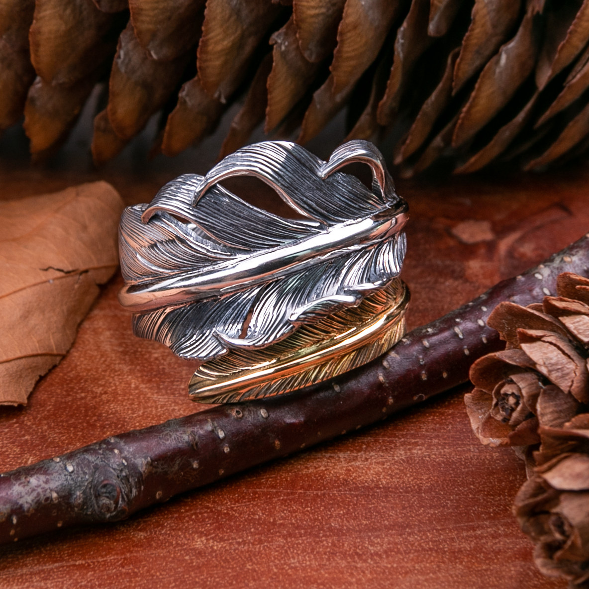 【国内现货】先金羽毛金银hb戒指