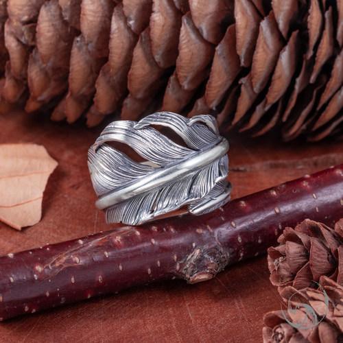 【国内现货全银风切hb羽毛戒指