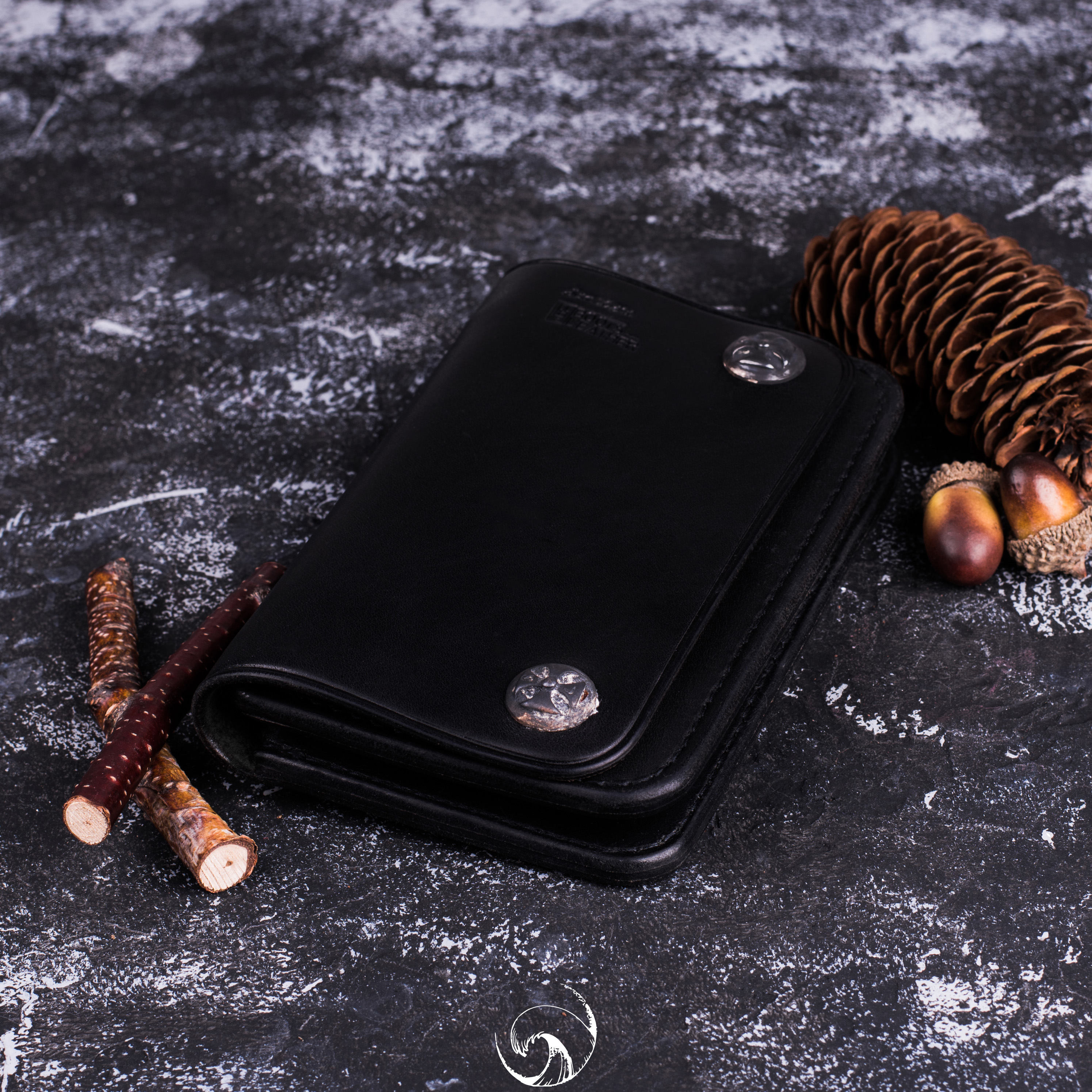 高山隆牛皮短财布黑色钱包