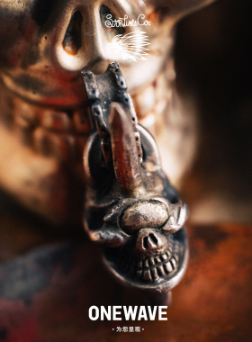 【国内现货】stop light高山隆独角骷髅吊坠纯手工银饰