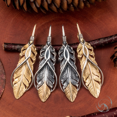 horizonblue全金绕线羽毛吊坠