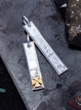 高山隆点金银条项链吊坠 stoplight项链吊坠挂饰男女