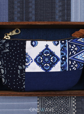 YVES 蓝染复古民族风 手拿布包钱包卡包零钱包 文玩收纳goros