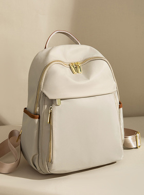 廿下牛津布纯色通勤双肩包女背包日韩百搭休闲学院旅行包书包