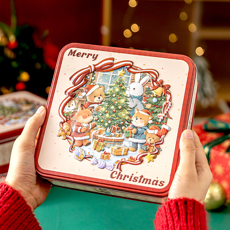 圣诞礼盒空盒包装盒子糖果礼物礼品伴手铁盒收纳节儿童饼干方马口