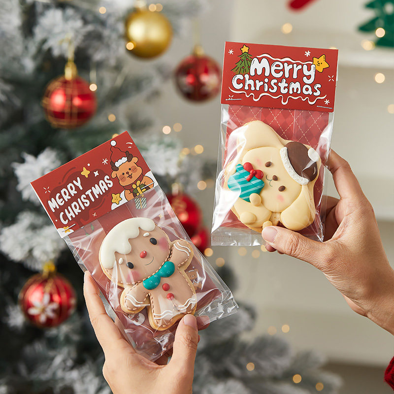 圣诞饼干包装袋子糖霜曲奇卡头糖果太妃雪花酥零食大小节盒烘焙礼