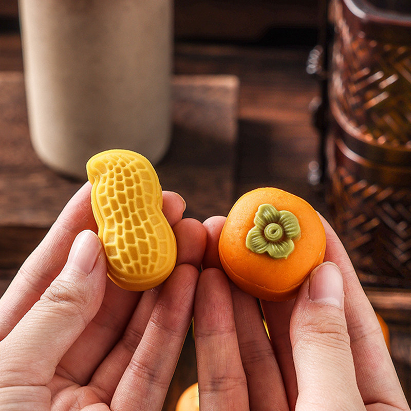 迷你柿子花生模具好月饼25g30绿豆糕点手压式花2026新年款广小