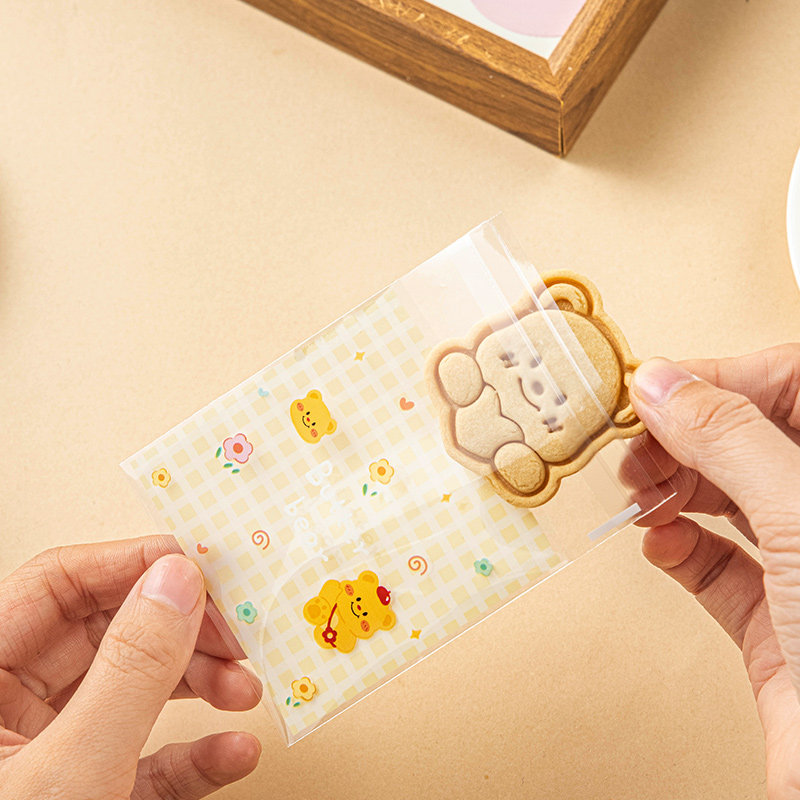 饼干包装袋自封粘曲奇雪花酥糖果零食品单独立小熊的盒子点心烘焙