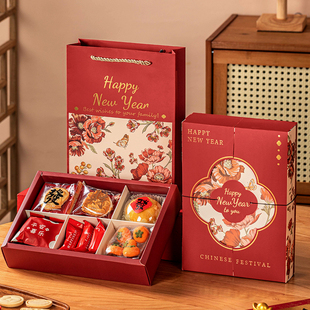 新年礼盒空盒伴手礼物子品糖果大包装2026零食太妃六宫格蛋黄酥马