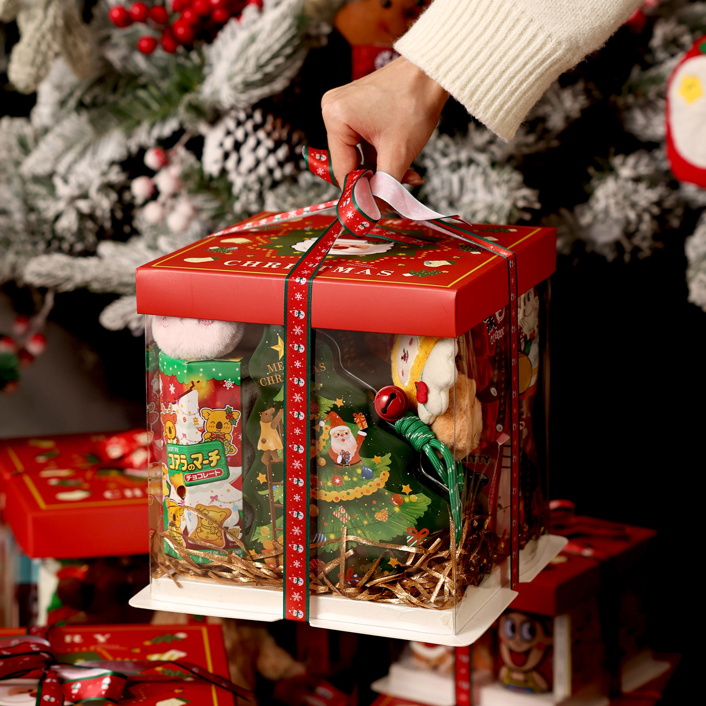 圣诞节零食礼盒蛋糕盒子包装礼物品透明空箱大礼包儿童468寸惊喜