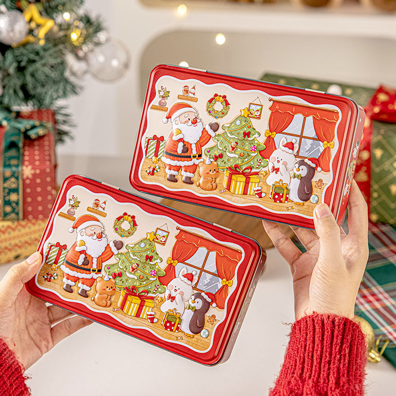 圣诞礼盒空盒包装盒子糖果礼物礼品伴手铁盒马口收纳节儿童饼干方