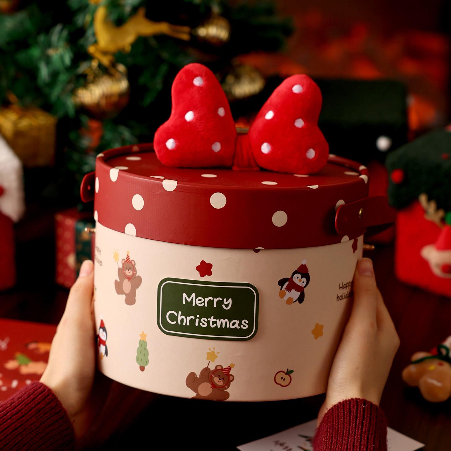 圣诞包装盒节礼物品饼干曲奇雪花酥糖果零食空子苹果太妃糖大号安