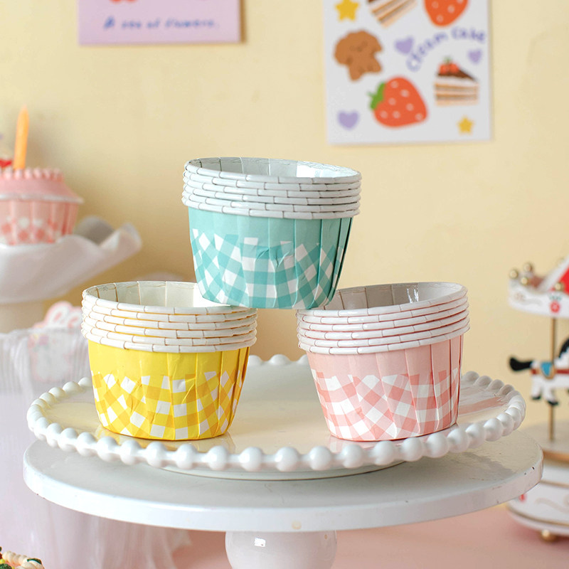 纸杯蛋糕纸杯蛋糕杯子卷边格子模具麦马芬小烘焙卡通儿童专用烤箱