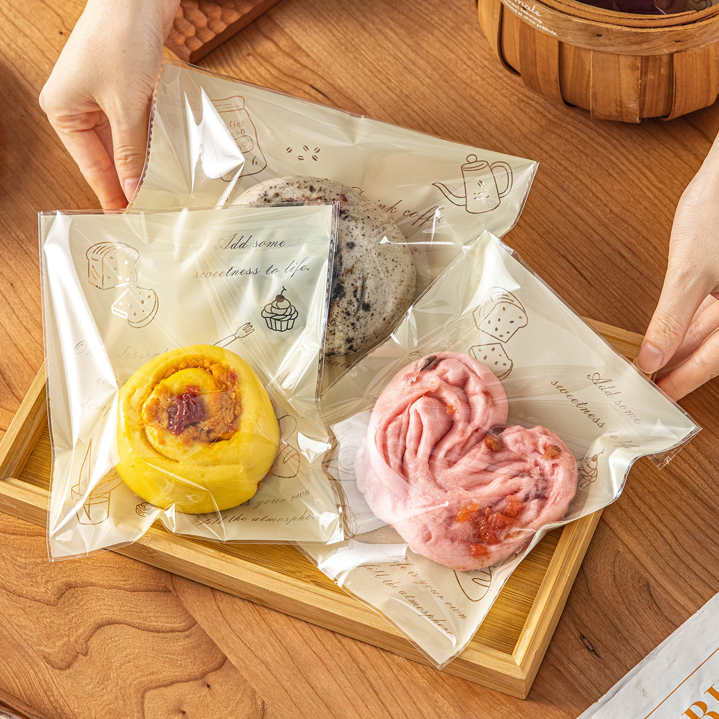 手工馒头包装袋面包自封吐司贝果食品级独立碱水烘焙透明打包早餐
