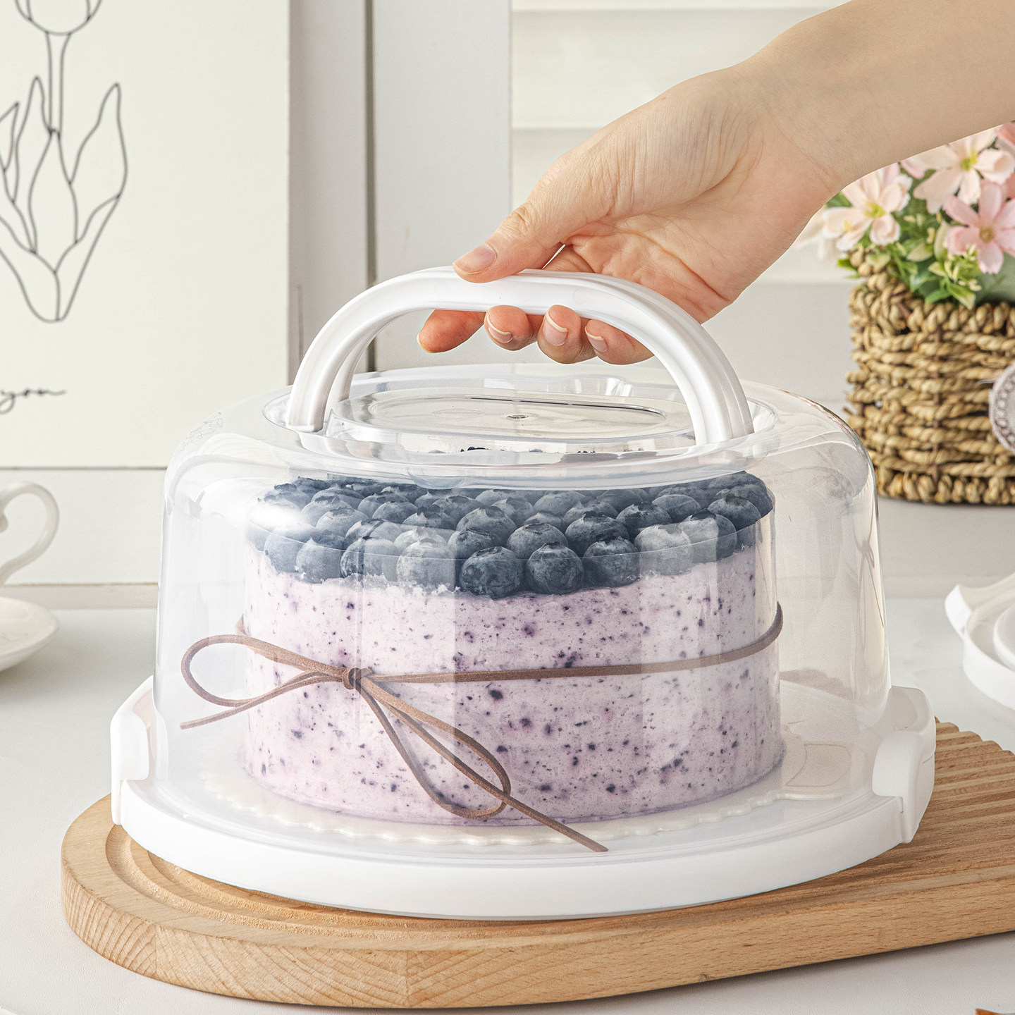 蛋糕盒重复使用包装盒子可6寸8六八生日底托保鲜手提打烘焙透明盘