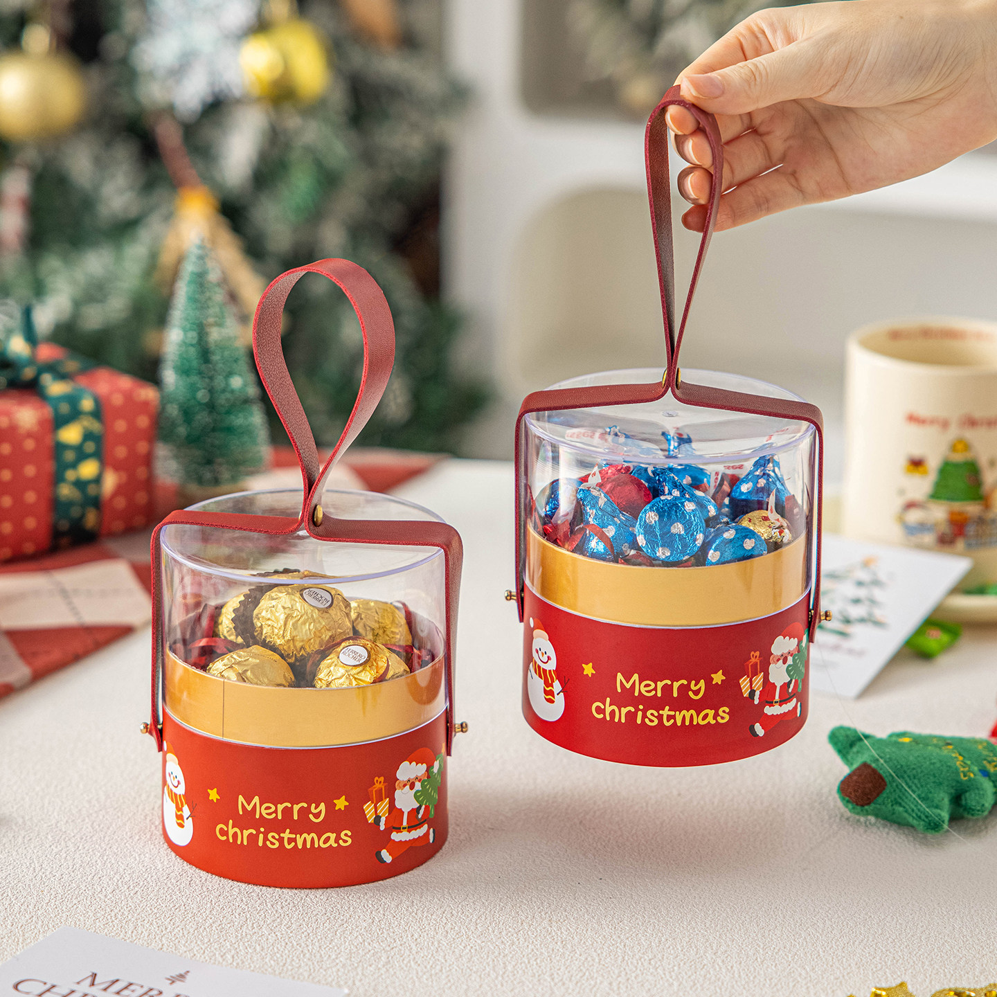 圣诞节苹果包装袋平安夜礼盒糖果饼干雪花酥打包盒子手提礼物2026